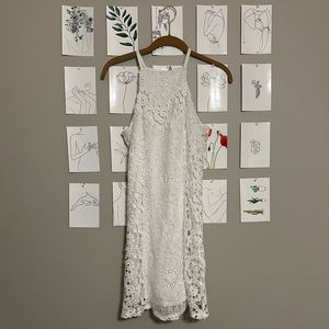 White Halter Lace Dress